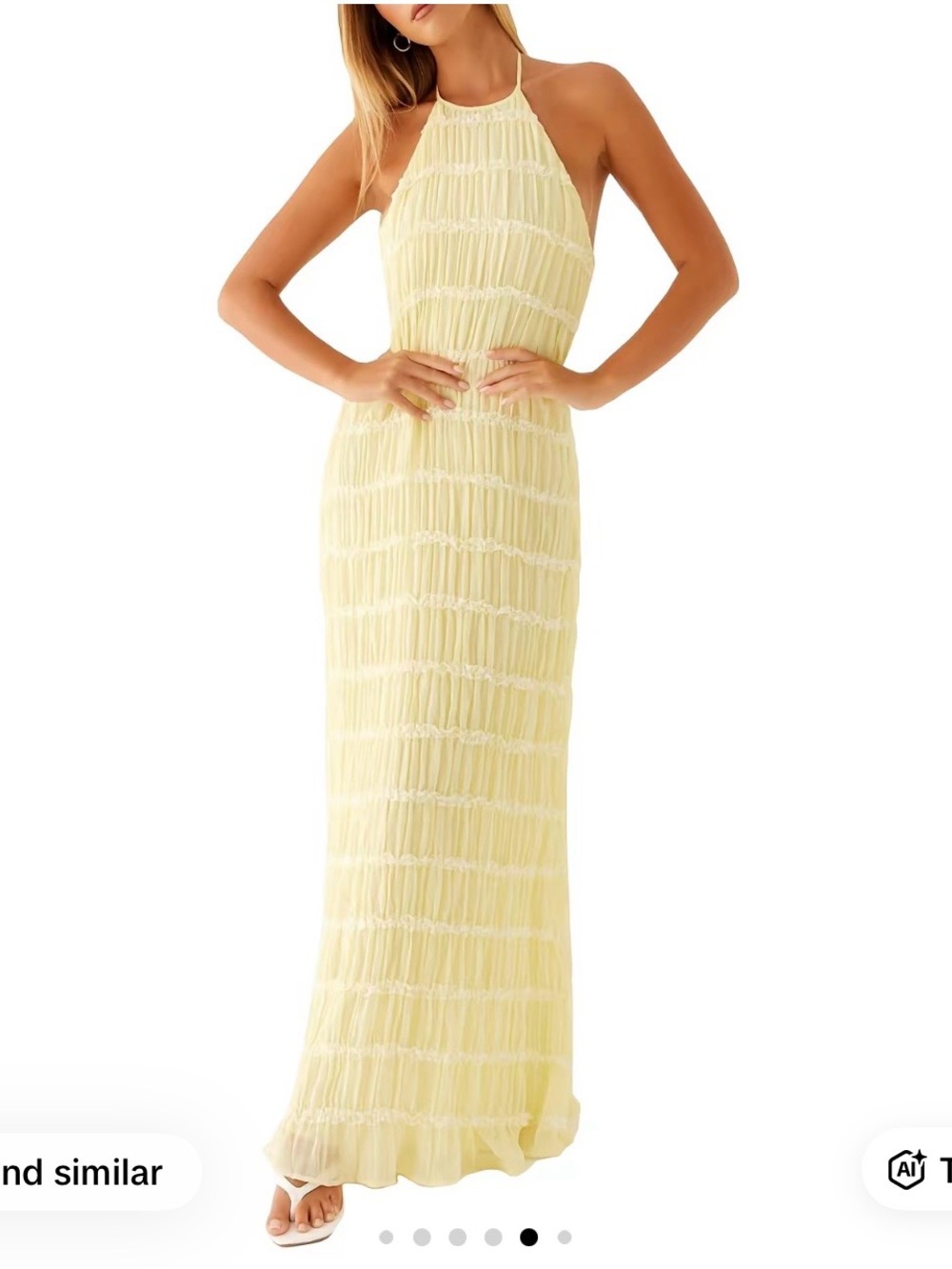Women’s Halter Maxi Dress in Light Yellow